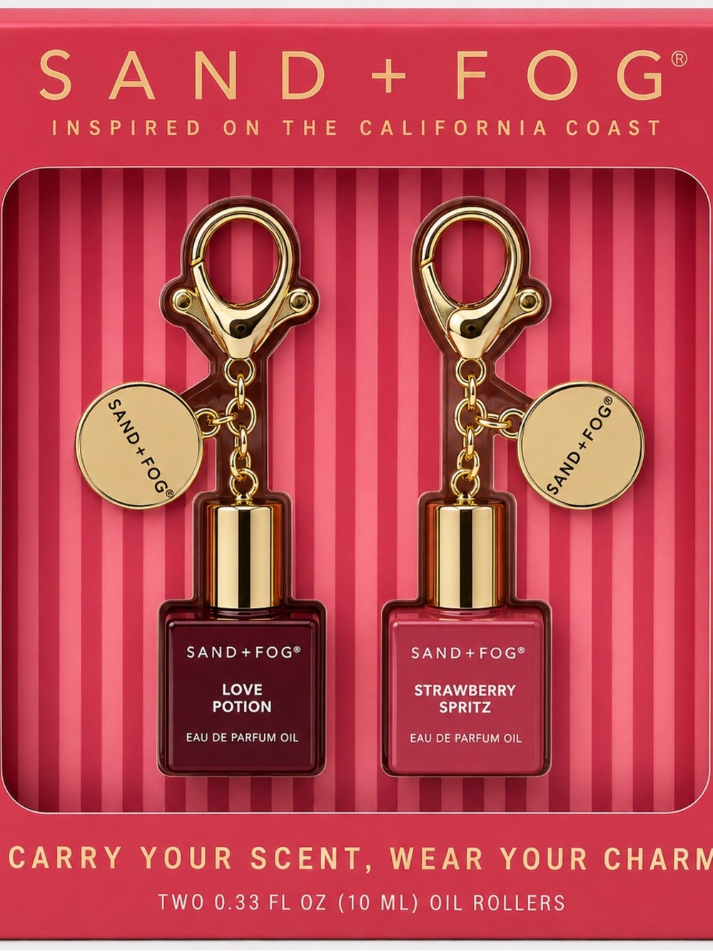Sand + Fog Love Potion Strawberry Spritz Roller Keychain Set NEW
